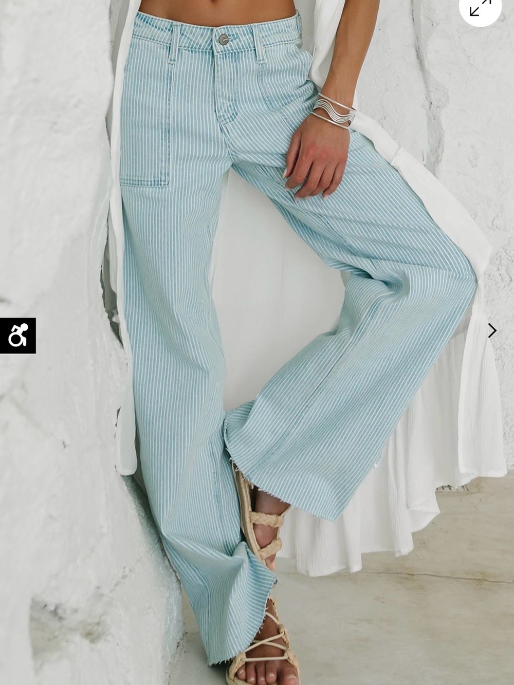 Bohme Sydney Striped Wide Leg Jeans